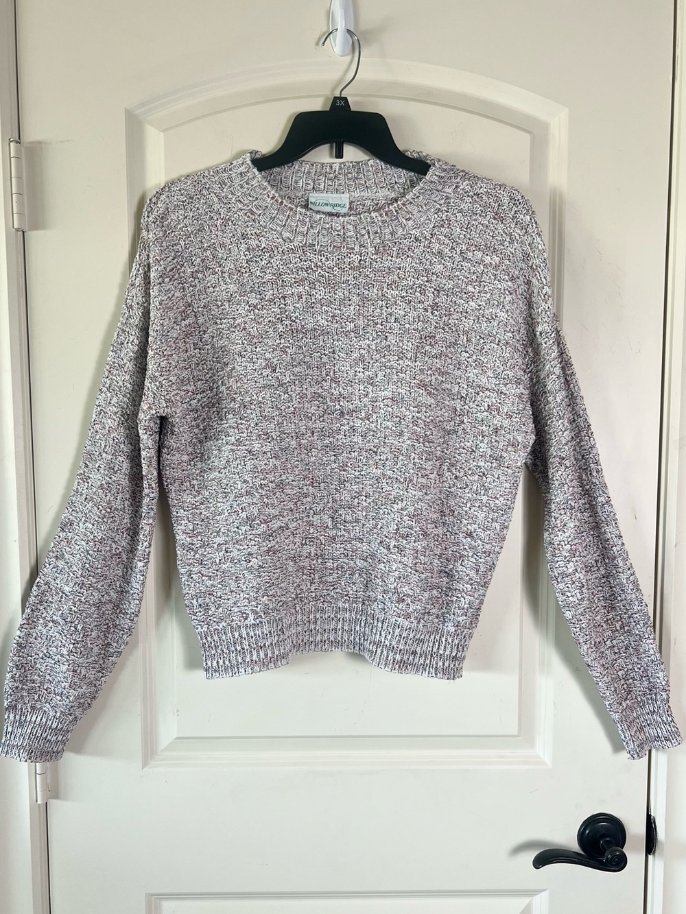 Vintage Willowridge Pastel Chunky Knit Sweater Crewneck Pink Blue Marled